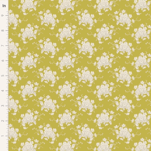 Tilda Patchwork Stoff Baumwolle - Sunday Brunch - White Flower Sour Yellow